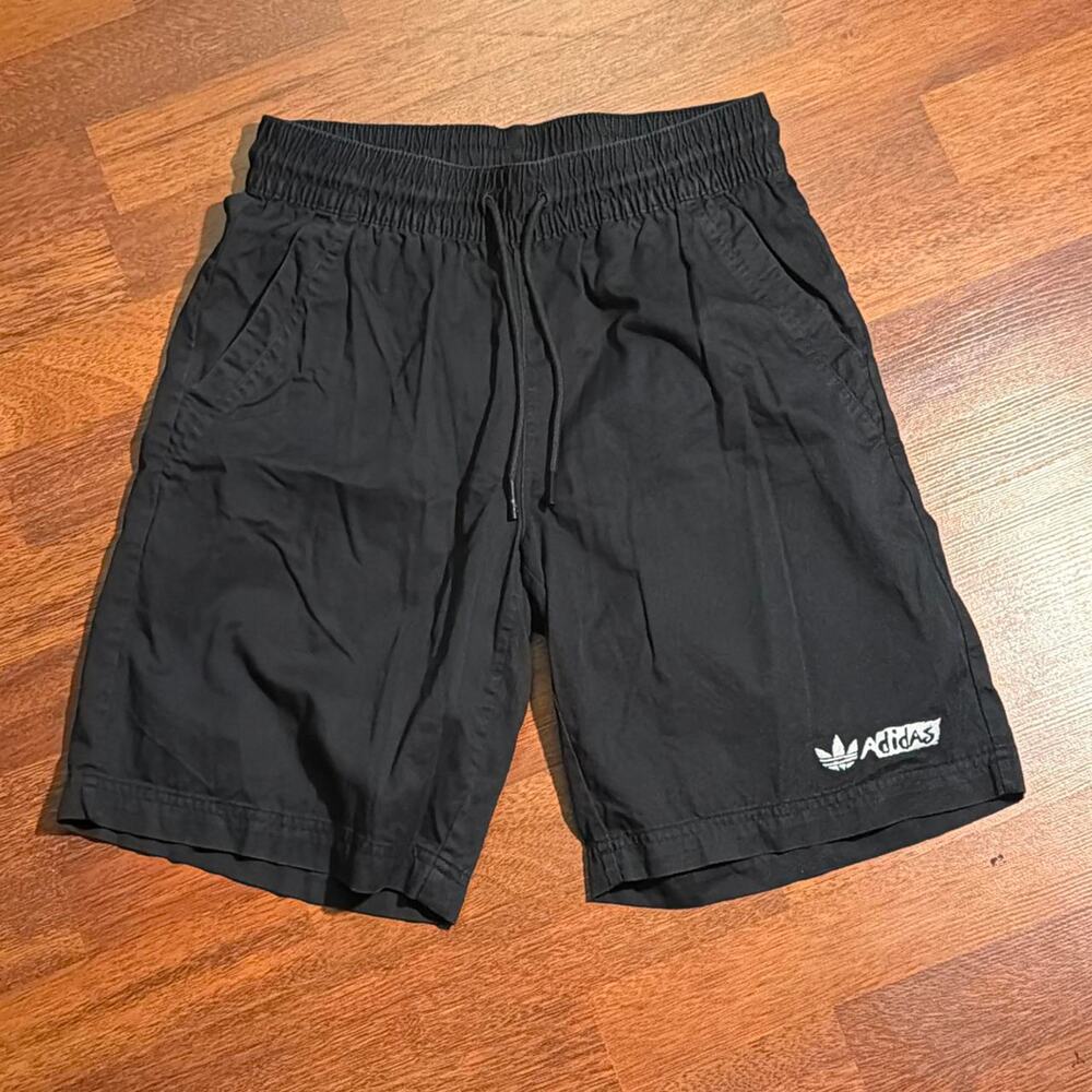Adidas black shorts with white